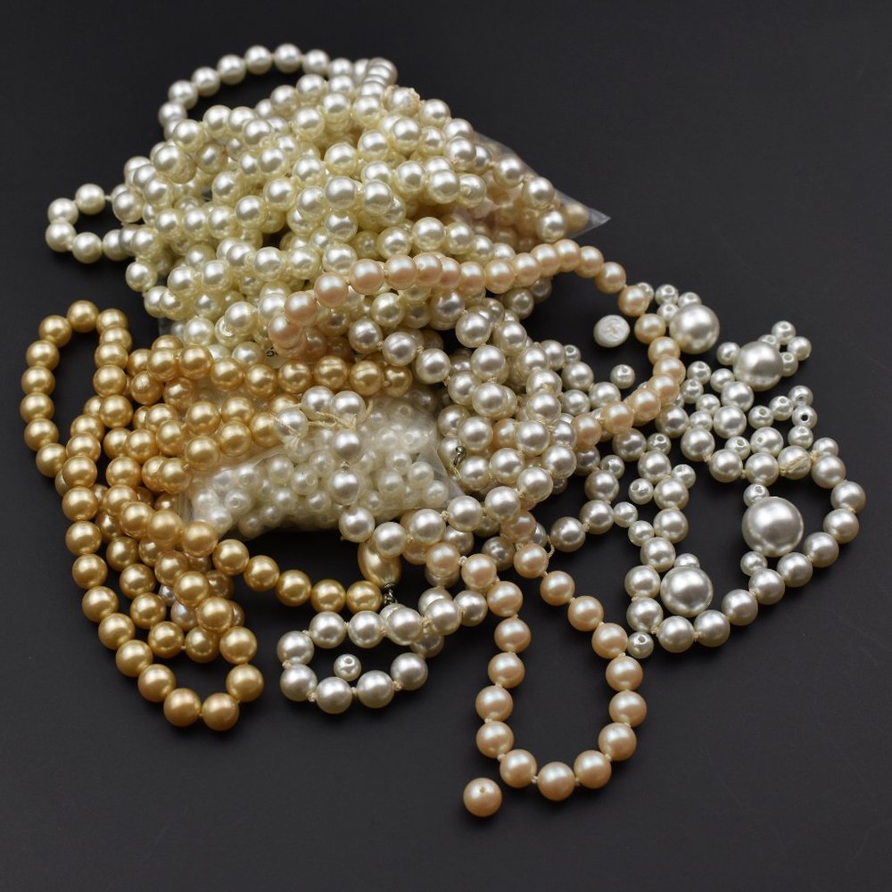 Vintage Faux Pearl Bundle, Large Bead Crafting Kit For Diy Jewelry Making